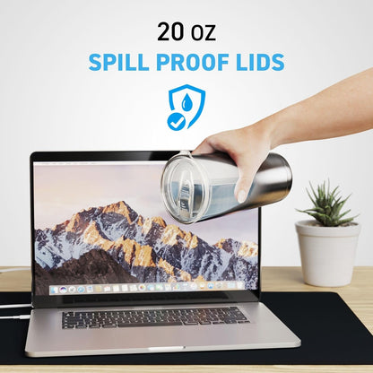20 & 10 oz Pack of 4 Replacement Lids for Yti Tumblers - 3.3 Inch Diameter - Spill Proof Lids Silicon Sliding Covers, Fits Yti Tumblers, Hydro Flsk, Reusable No Leak Design, Splash Resistant Mug