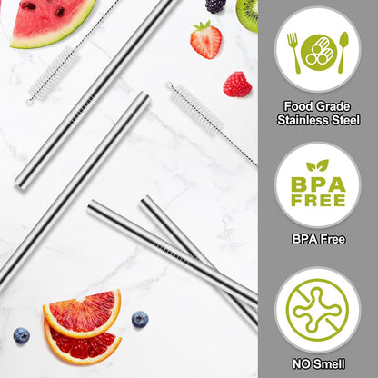 Metal Straw Replacement for Owala Water Bottle 40 oz Accessories, With 2 Straw Cleaner, Reusable Stainless Steel Straws Compatible With Owala FreeSip Water Bottle - 4pcs