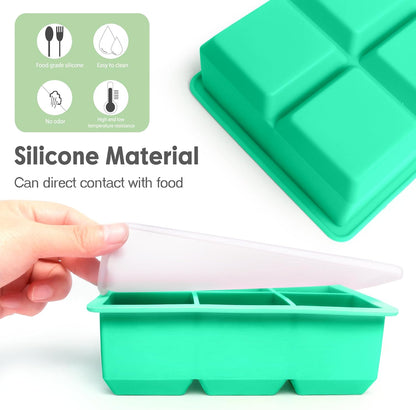 Excnorm Silicone Ice Cube Trays 3 Pack - Large Size Silicone Ice Cube Molds with Leak Proof Removable Lid Square Ice Cube Tray And BPA Free for Cocktail,Whiskey, Stackable Flexible Ice
