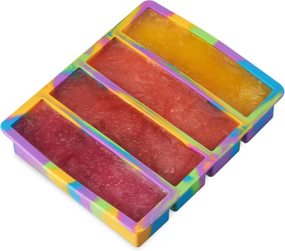 Host Ice Cube Tray, Makes Four 5-Inch Long Cubes, Durable Silicone Trays with Easy Release Design, Perfect for Water Bottles and Highball Glasses, Home Bar Accessories, Set of 1, Marble