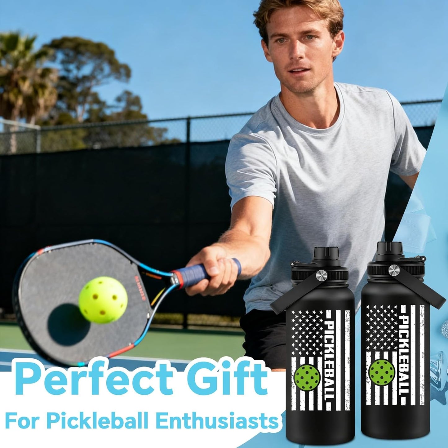 Fufandi Pickleball Gifts - Pickle Ball Dink Responsibly - Christmas, Birthday Gifts for Men, Women, Pickleball Lovers, Player Coach - Pickle Ball Water Bottle 32oz