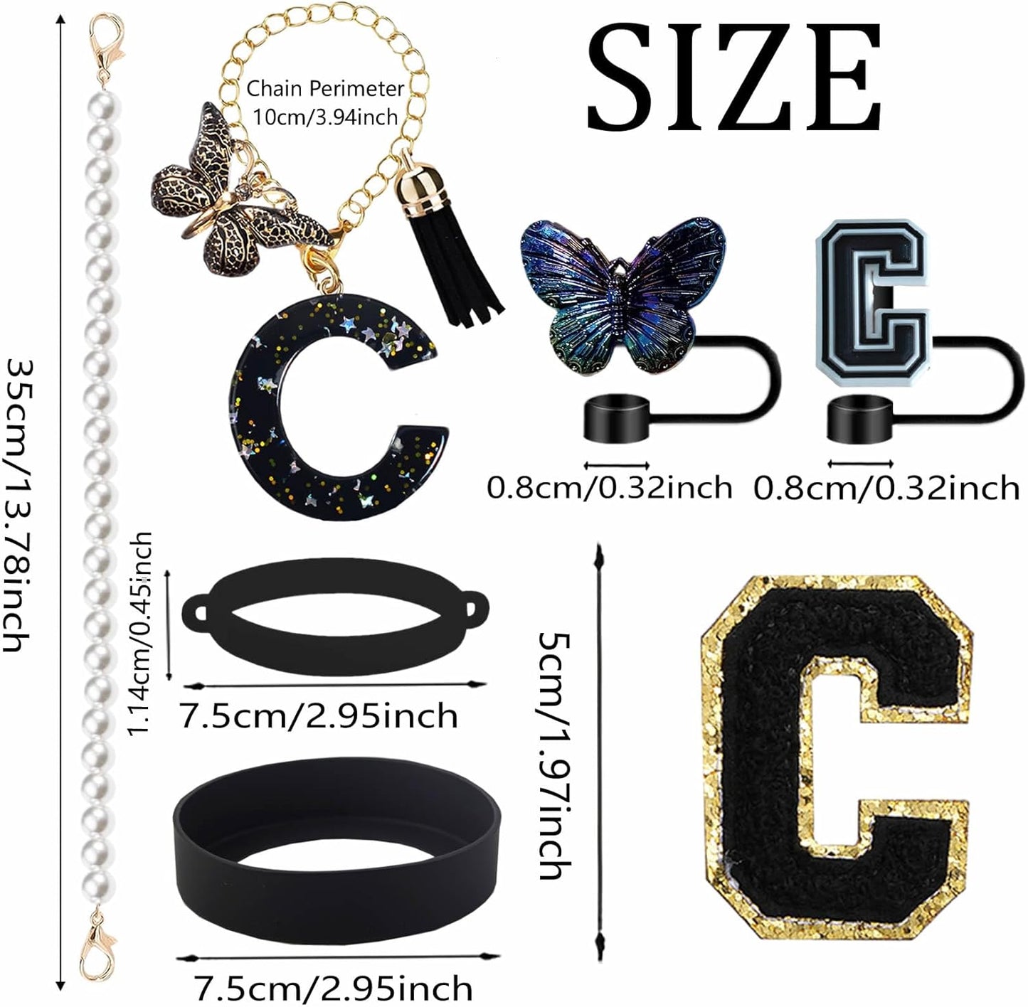 7pcs Cup Accessories for Stanley 30/40oz Tumbler, Handle Strap, Straw Cover, Silicone Boot, Letter Charm Stickers