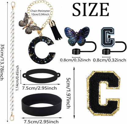 7pcs Cup Accessories for Stanley 30/40oz Tumbler, Handle Strap, Straw Cover, Silicone Boot, Letter Charm Stickers