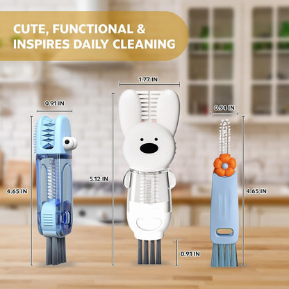 Cup Lid Cleaning Brush, 3 in 1 Cup Cleaner Brush New Multifunctional Lid Cleaner Lid Brush Cleaning Tool Multipurpose Bottle Gap Cleaner Brush Blue