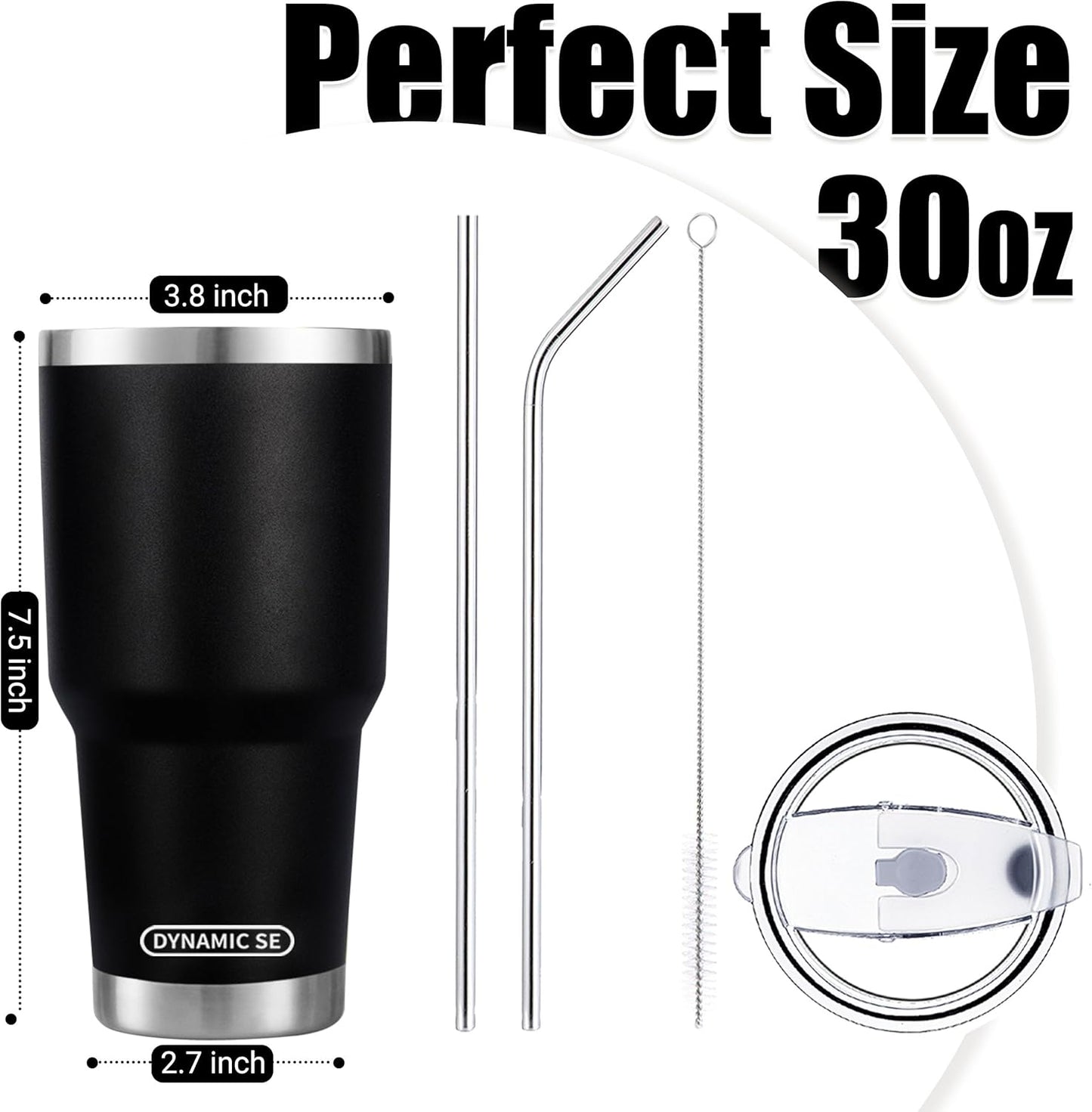 D·S 30oz Blue Tumbler Stainless Steel Double Wall Vacuum Insulated Mug with Straw and Lid, Cleaning Brush for Cold and Hot Beverages