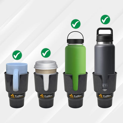 EcoNour Car Cup Holder Expander | Fits 32/40 oz Hydro Flasks, Yeti, Nalgene & Large Bottles up to 3.8" | Universal Cup Adapter for Cars with 3.2" Holders – Black