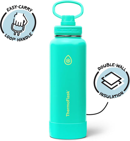 ThermoFlask Insulated Water Bottle with Spout Lid (24 oz, Lemonade Stand) - Leakproof, Stainless Steel Water Bottle for Cold & Hot Drinks, Travel & Daily Hydration