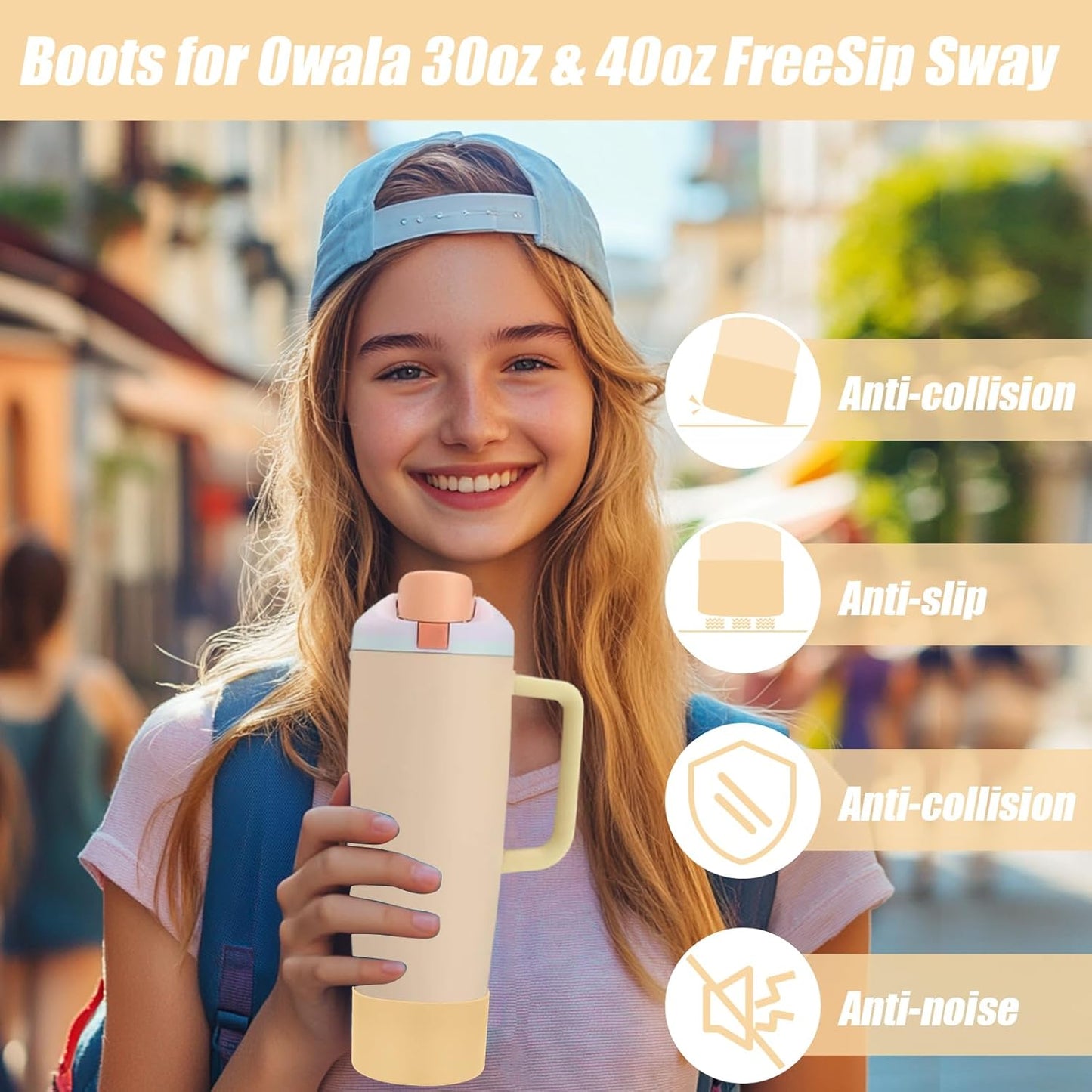 Mity rain 2PCS Protective Silicone Boots for Owala 30oz & 40oz FreeSip Sway Bottles & Tumblers - Accessories for owala, Enhances Stability & Prevents Scratches(Black Cherry)