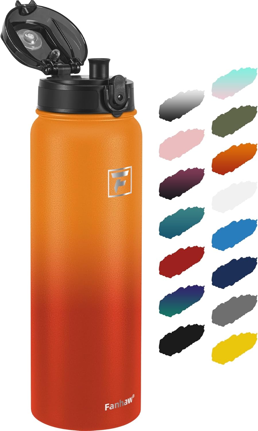 Fanhaw 20 oz Insulated Stainless Steel Water Bottle with Anti-Dust Chug Lid, Leakproof Vacuum Metal Everyday Use Bottle for Kids, Teens & Adults, Back to School Essentials (Green Blue)