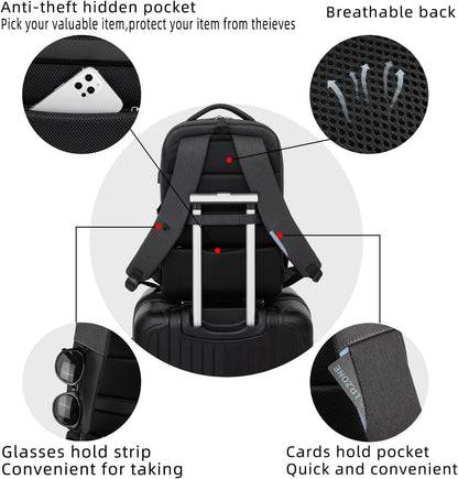 DUSLANG 17 Inch Laptop Backpack for Travel Water Resistant College Backpack for Men/Women Laptop Bag with USB Charging Port,Black - Colors B