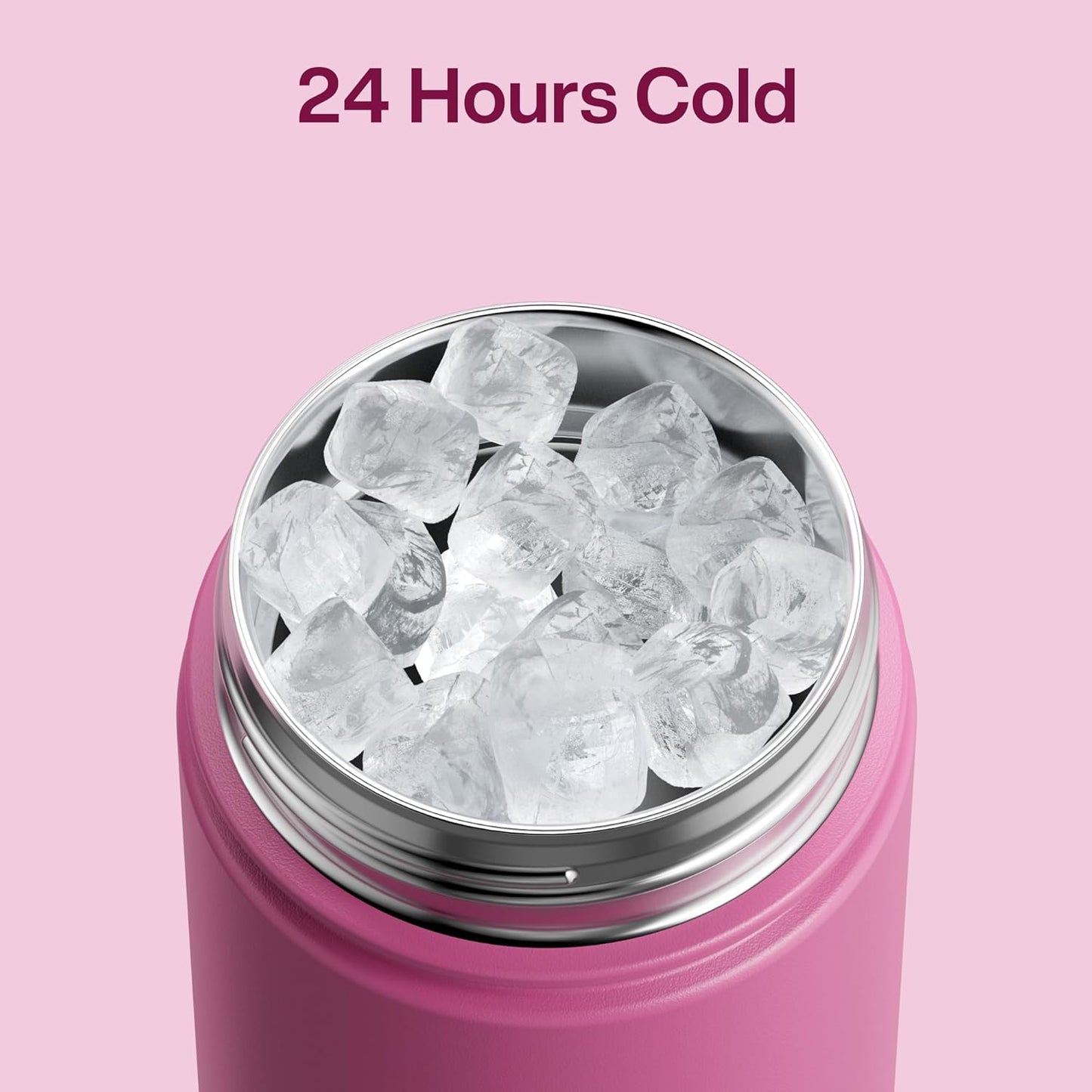 ENCOOL Insulated Water Bottle with Straw Stainless Steel Water Bottle, Leak-Proof, BPA-Free, Double Wall Vacuum Keeps Cold for 24 Hours for Sports, Travel, School (26 oz, Cotton Candy) - Colors C