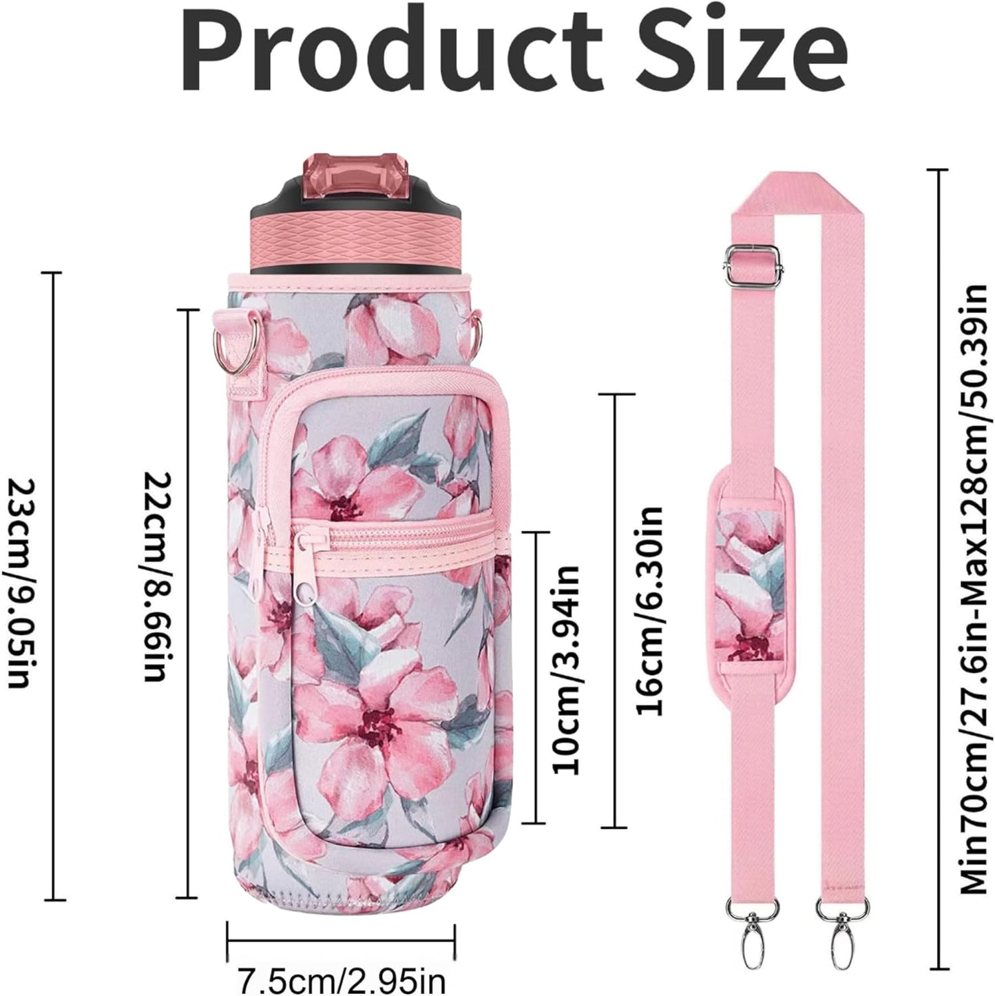 Water Bottle Holder with Strap, Insulated Crossbody Sling Bag, Carrier with Phone Pocket for Walking Hiking Camping Fishing