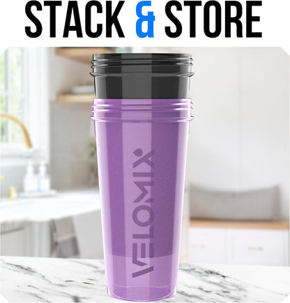 VELOMIX -2 Pack- 28 oz Protein Shaker Bottles for Protein Mixes - 2x Wire Whisk | Leak Proof Shaker Cups for Protein Shakes | Protein Shaker Bottle Pack (Black/Transparent)