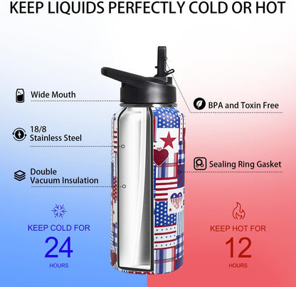 32 oz Pickleball Insulated Water Bottle with Straw - Pickleball Gym Hiking Sports Coffee Mug | Perfect Pickleball Gifts for Women, Pickleball Decor Accessories