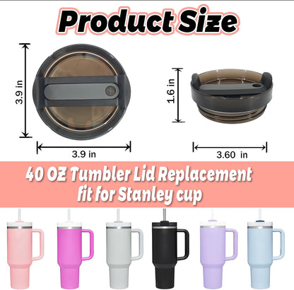 40 OZ Tumbler Lid Replacement Compatible for Stanley Quencher H2.0, 1 Pack BPA Free Clear Lid Replacement for Stanley Cup Accessories(Clear-White)