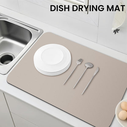 WISELIFE Dish Drying Mat Super Absorbent Drying Mat Large Dish Drying Mats for Kitchen Counter Easy Clean Dish Mat Kitchen Drying Mat15"x 18" Stylish Grey