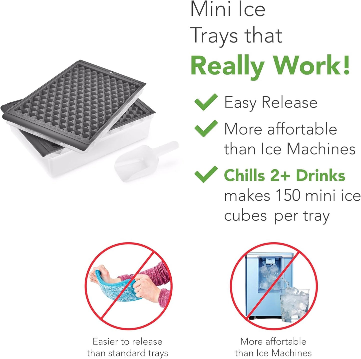 Tovolo Mini Ice Cylinder- Squeeze & Release- Set of 2, 1000422, Gray