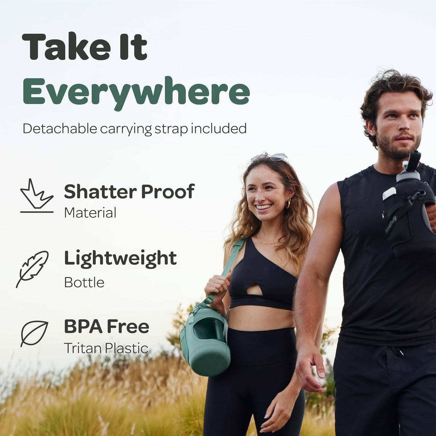 Hydracy Water Bottle with Time Marker -Large BPA Free Water Bottle & No Sweat Sleeve -Leak Proof Gym Bottle with Times to Drink - Ideal for Fitness Sports & Outdoors