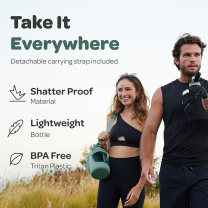 Hydracy Water Bottle with Time Marker -Large BPA Free Water Bottle & No Sweat Sleeve -Leak Proof Gym Bottle with Times to Drink - Ideal for Fitness Sports & Outdoors
