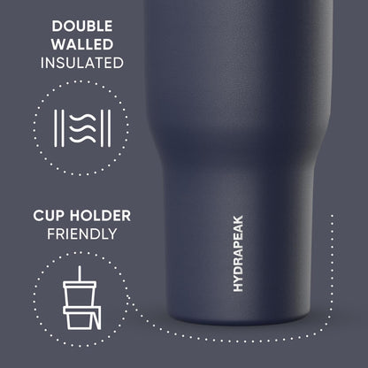 Hydrapeak Nomad 32oz Insulated Stainless Steel Travel Tumbler with Handle & Straw Lid, Leakproof, Cupholder Friendly, Keeps Drinks Cold 24 Hours, Reusable Bottle for Daily Hydration (Pale Sage)