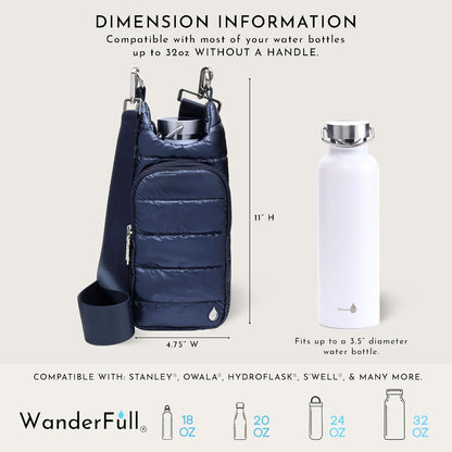 WanderFull Original HydroBag Fits Up to 32 oz Water Bottle Holder with Strap – Hands-Free Crossbody Water Bottle Carrier Bag with Phone Pocket - Colors A