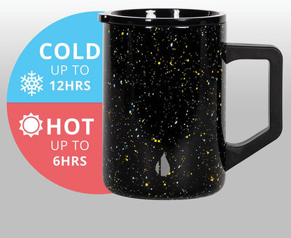 Elemental Insulated Coffee Mug - Triple-Wall Stainless Steel Summit Travel Cup for Hot and Cold Drinks - Thermal Coffee Mug with Lid and Handle for Camping, Office & Travel 16oz - Rainbow Speckle