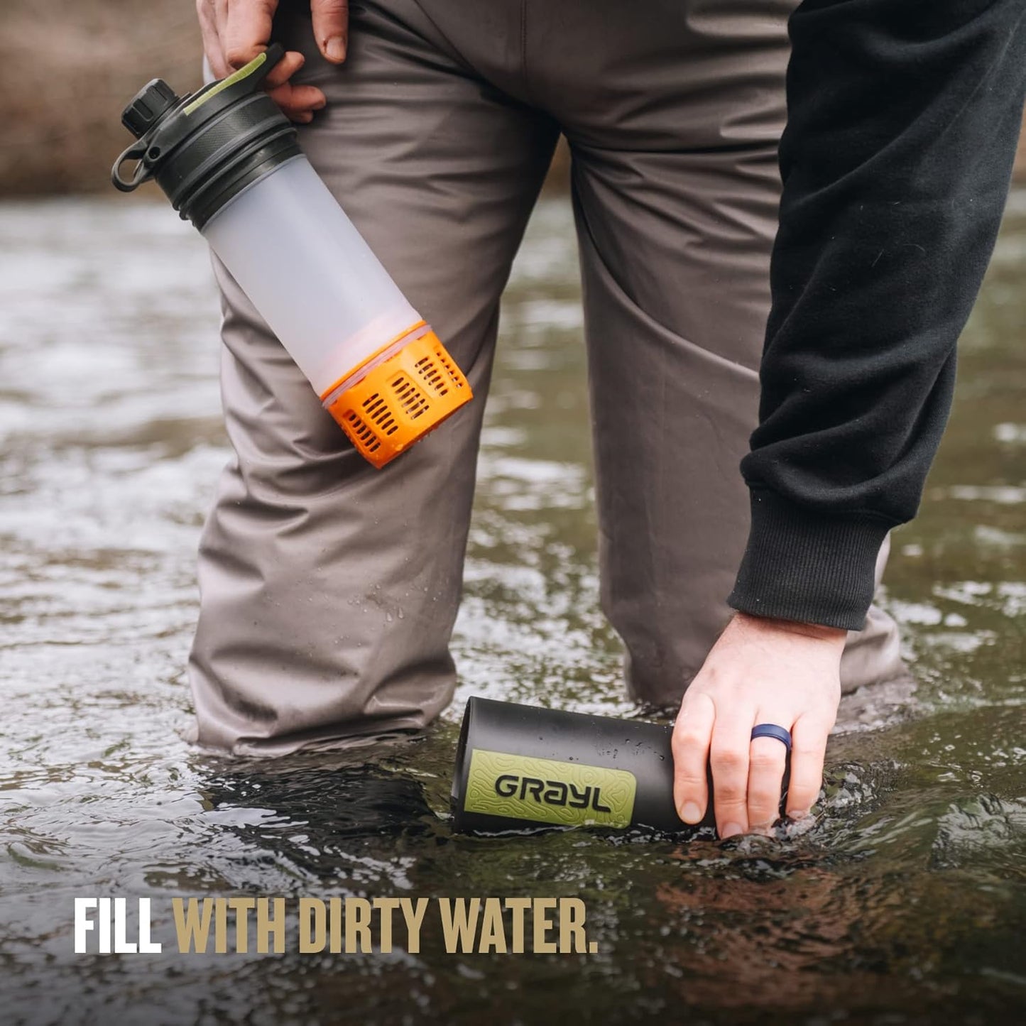 GRAYL GeoPress 24 oz Water Purifier Bottle - Filter for Hiking, Camping, Survival, Travel (Bali Blue)