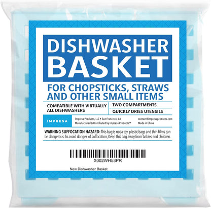Impresa Straw & Chopstick Dishwasher Basket - Effortless Wash & Dry Chopstick Holder - Secure Clean Flow & Dishwasher Straw Holder for Compact Storage - Blue