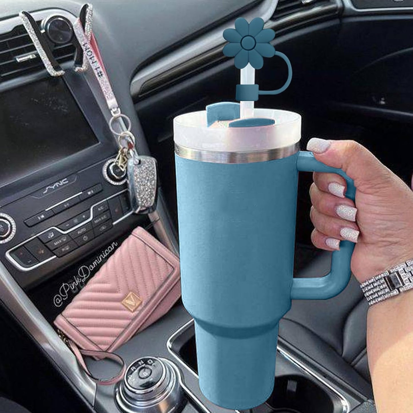 Flower Straw Covers Toppers for Stanley Cups 30&40 Oz Tumbler with Handle Accessories 4PCS Silicone Straw Caps Reusable Straws Tips Protectors for Stanley Cup 10mm 0.4in Straws,Off White
