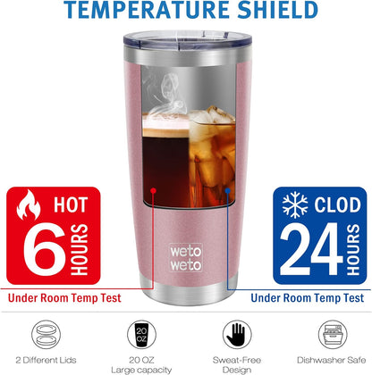 WETOWETO 20oz Tumbler, Stainless Steel Vacuum Insulated Coffee Travel Mug, Double Wall Powder Coated Insulated Coffee Mug Travel Mug with Lid Thermal Cup for Outdoor (Navy Blue, 1 Pack)
