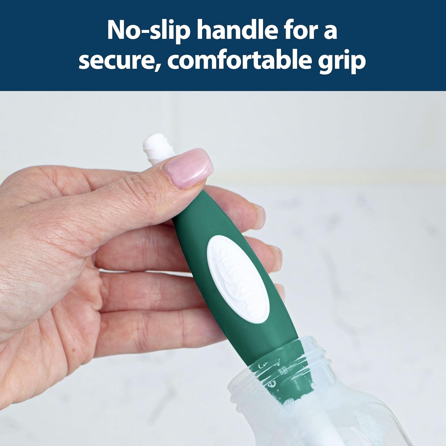 Dr. Brown's Soft Touch No Scratch Baby Bottle Cleaning Brush Nipple Cleaner with Stand and Storage Clip, BPA Free, Blue 1-Pack