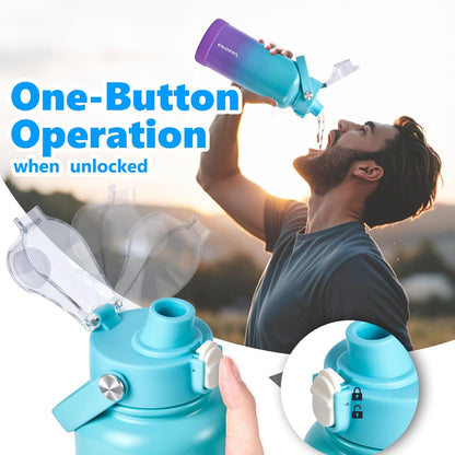 Insulated Water Bottle with Lid & Boot & Stickers, 24 oz Stainless Steel Sweat Free Bottle Keep Cold 24H, BPA-Free Sports Wide Mouth Water Bottle, BlueBlack
