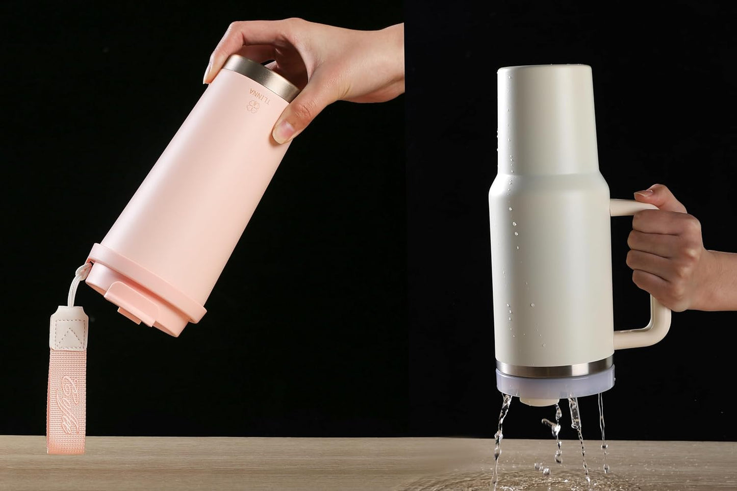 [2-IN-1 LID] Travel Mug,Coffe mug,Coffe cup,Ceramic coating Lined,316 Stainless Steel,BPA Free,Vacuum Insulated Tumbler for Water, Iced Tea or Coffee, Smoothie and More (Peony-White, 18 Onuces)
