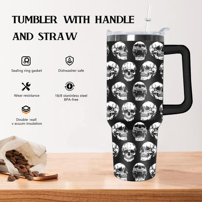 Ceovfoi 40 oz Pickleball Coffee Mug Vacuum Insulated Travel Tumbler with Handle, Lid & Straw - Perfect Pickleball Gifts for Players, Coaches, Lovers | Pickleball Accessories
