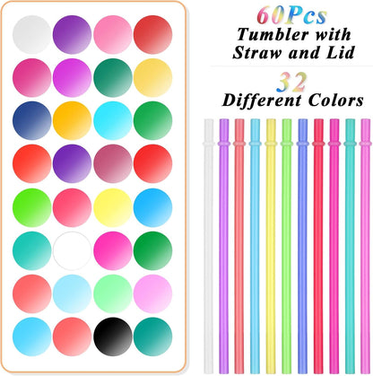 Sieral 30 Pack Cups with Lids and Straws Kids Tumbler with Straw Reusable Water Bottle Iced Coffee Travel Mug Adults Plastic Cups for Parties 16 oz (Candy Colors)