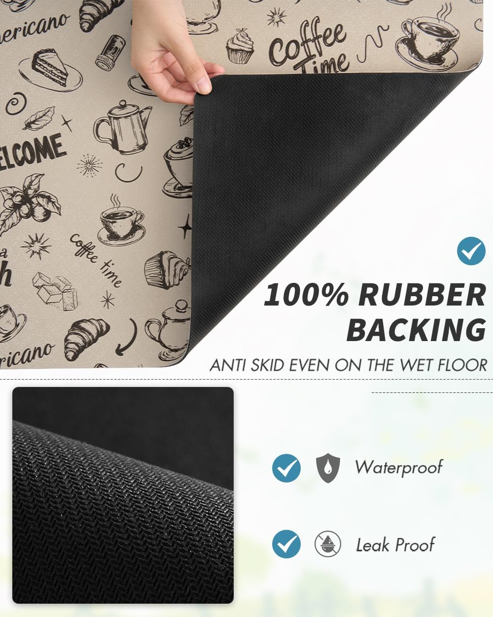 AMOAMI Dish Drying Mat for Kitchen Counter-Coffee Mat Bar Accessories, Hide Stain, Rubber Backed, Absorbent, Fit Under Coffee Maker, Espresso Machine, Pot, Dish Rack, 12"x19", Dark Grey