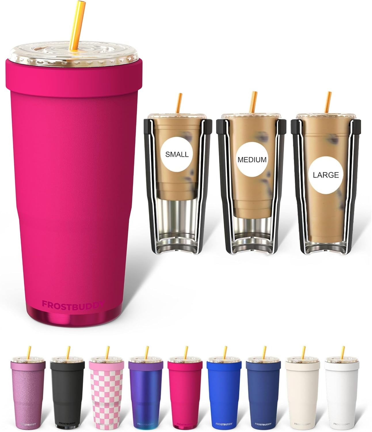 Frost Buddy Togo Buddy | 30 oz Stainless Steel Vacuum Insulated Tumbler | To Go Coffee Cup – Iced Coffee Cups, Iced Coffee Sleeve, Travel Mug, Thermal Cup for Hot & Cold Drinks, Dunkin Cup (Pencil) - Colors B