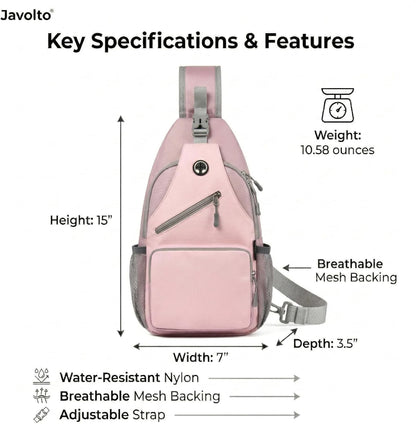 Javolto Sling Bag for Men Crossbody Backpack, Small Sling Backpack Mens Shoulder Bag, Casual Daypack Hiking Bag for Travel