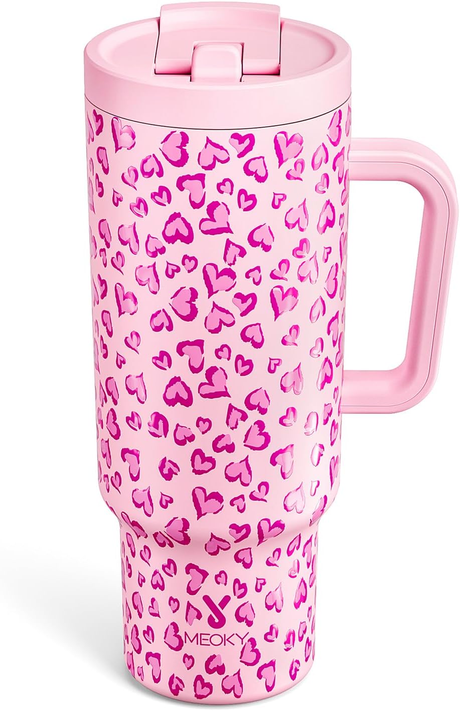 Meoky 32 oz Tumbler with Handle and Flip Straw, 100% Leakproof Tumbler with Lid and Straw, Stainless Steel Insulated Cup, Cupholder Friendly, Keeps Cold for 24 Hours (Night)
