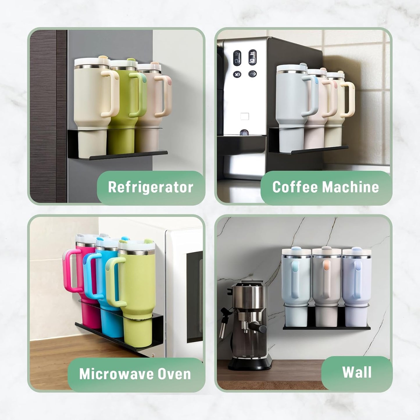 POLRAI 2 Pack Magnetic Stanley Cup Holder for Fridge, Water Bottle Organizer for Tumbler with Double Sided Tape Hold Stanley Cup Accessories for Kitchen Cabinet Wall