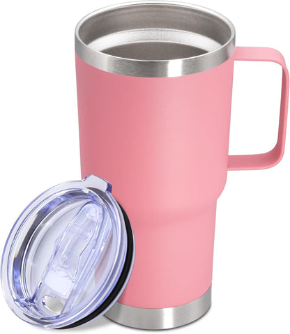 20 oz Tumbler with Handle and Lid, Stainless Steel Tumbler Insulated Travel Coffee Mug, Spill Proof Double Wall Vacuum Tumbler Cup Keep Drink Hot & Cold,White, 1 Pack