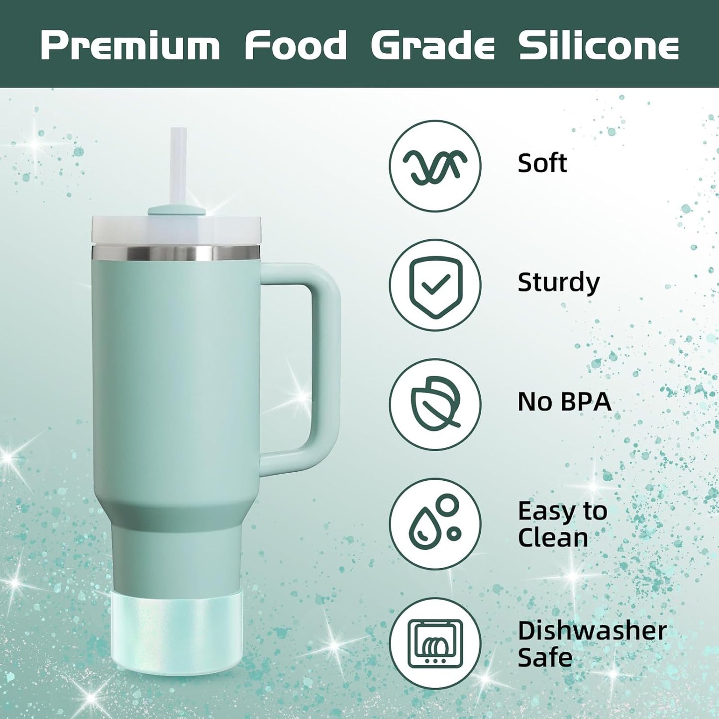 Glossy Gradient Silicone Boot, Compatible with Stanley H2.0 20-40oz & IceFlow 20-30oz, Chameleon Metallic Shimmer Cup Sleeve Protector for Hydroflask and Bottle Bottom with 2.8-3in