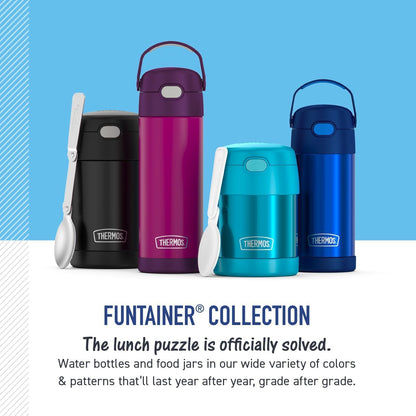 THERMOS FUNTAINER Water Bottle with Straw - 12 Ounce - Kids Stainless Steel Vacuum Insulated Water Bottle with Lid, Bluey - Colors B