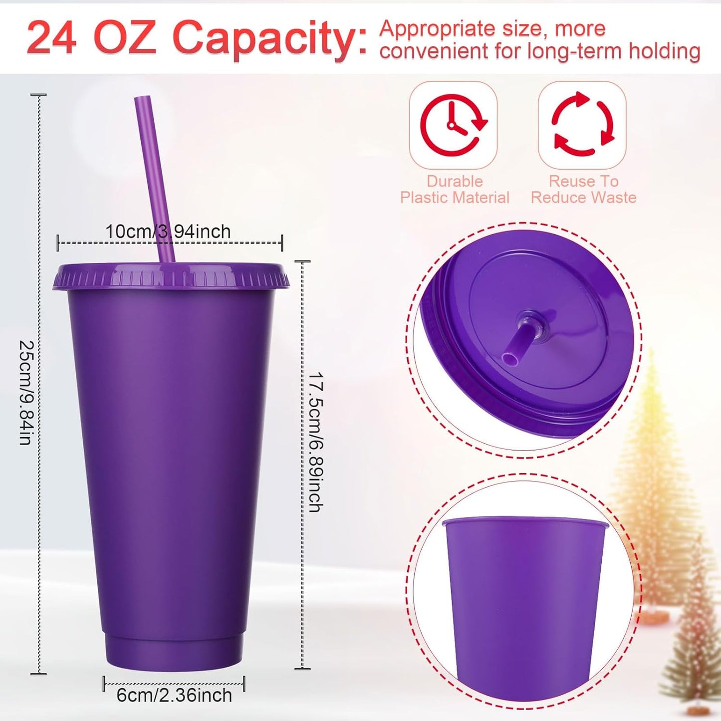 Honeydak 15 Pack Tumbler with Straw and Lid Bulk Cups for Gifts Water Bottle Iced Coffee Travel Mug Cup Reusable Plastic Tumblers for Party Birthdays 24-27 oz (Solid Color)