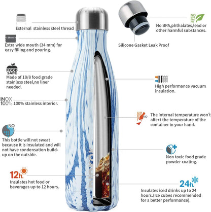BJPKPK Insulated Water Bottle 12oz Small Stainless Steel Water Bottles Reusable Metal Thermal Keep Cold and Hot,Dreamy Purple - Colors A