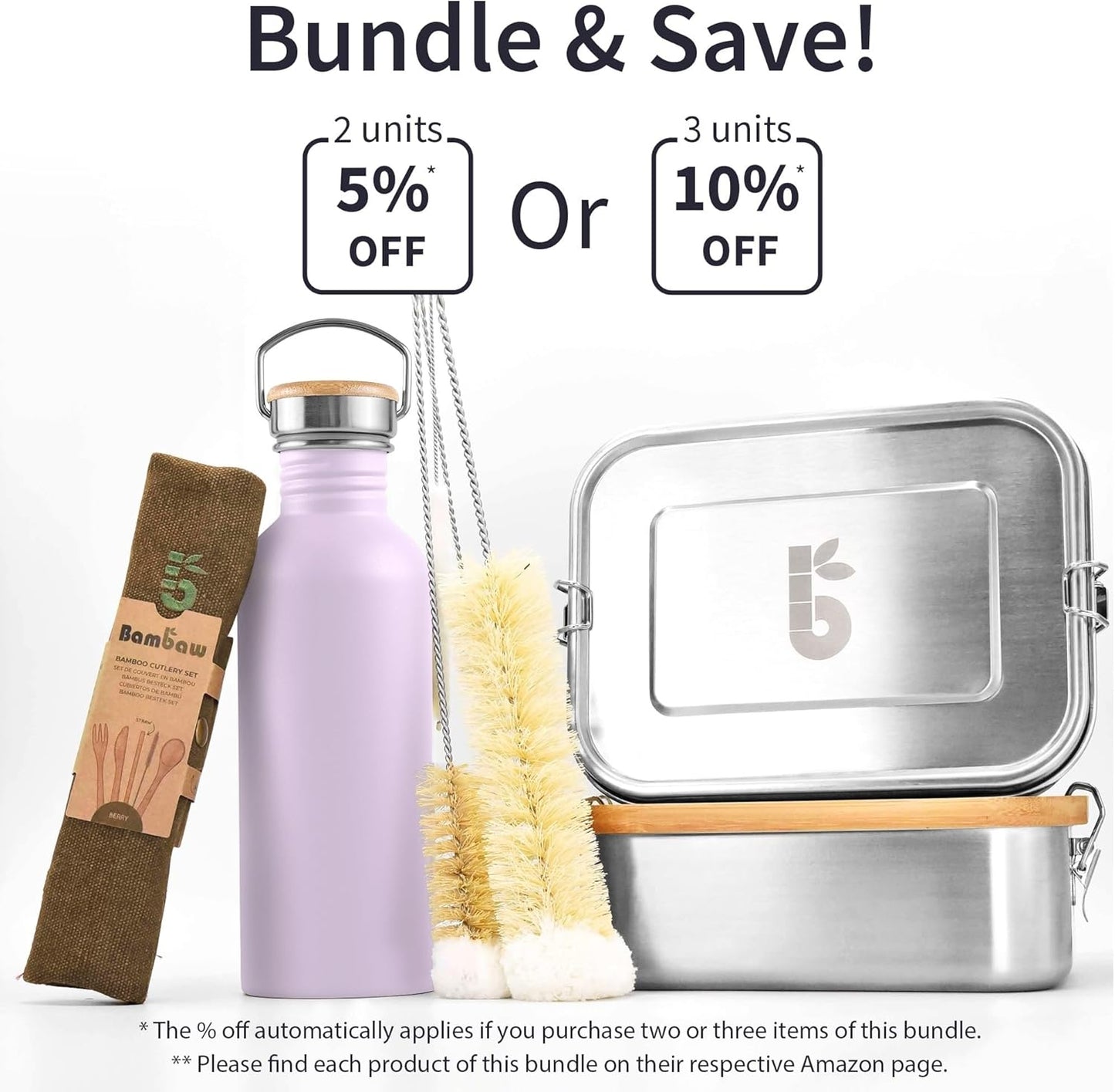 Bambaw Stainless Steel Water Bottles 32 oz, Non-insulated Single Wall Metal Water Bottle Stainless Steel, Reusable & Eco Friendly, Dishwasher Safe – Silver | Non-insulated