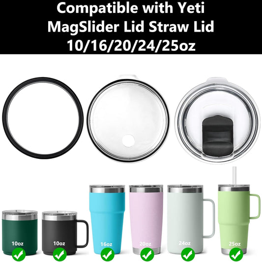 Rubber Seal for Yeti Magslider Lid 20oz 30oz,Silicone Gasket for Yeti Rambler Tumbler 20/30 oz,Leakproof Ring for Rambler Magslider,Rubber O-Ring Black 4pcs