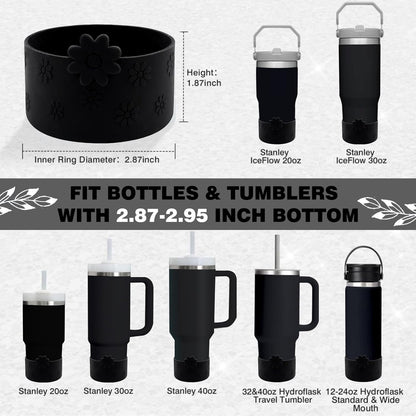 Hpbel Protective Silicone Boot for Stanley Cup Accessories Compatible with Stanley Cup Boot 40/30z and More Bottles with 2.95in Bottom for Water Bottle Flower Tumbler Accessories