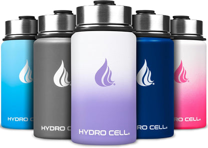 HYDRO CELL Stainless Steel Insulated Water Bottle with Straw - For Cold & Hot Drinks - Metal Vacuum Flask with Screw Cap and Modern Leakproof Sport Thermos for Adults (Neon 18oz)