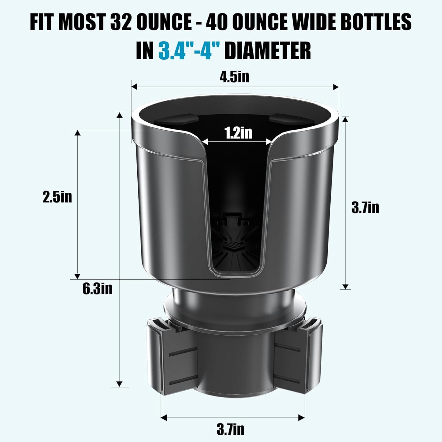 Upgraded Car Cup Holder Expander Adapter with Offset Adjustable Base, Compatible with Yeti 14/24/36/46oz Ramblers, Hydro Flasks 32/40oz, Other Large Bottles Mugs in 3.5"-4.0", 1 Pack